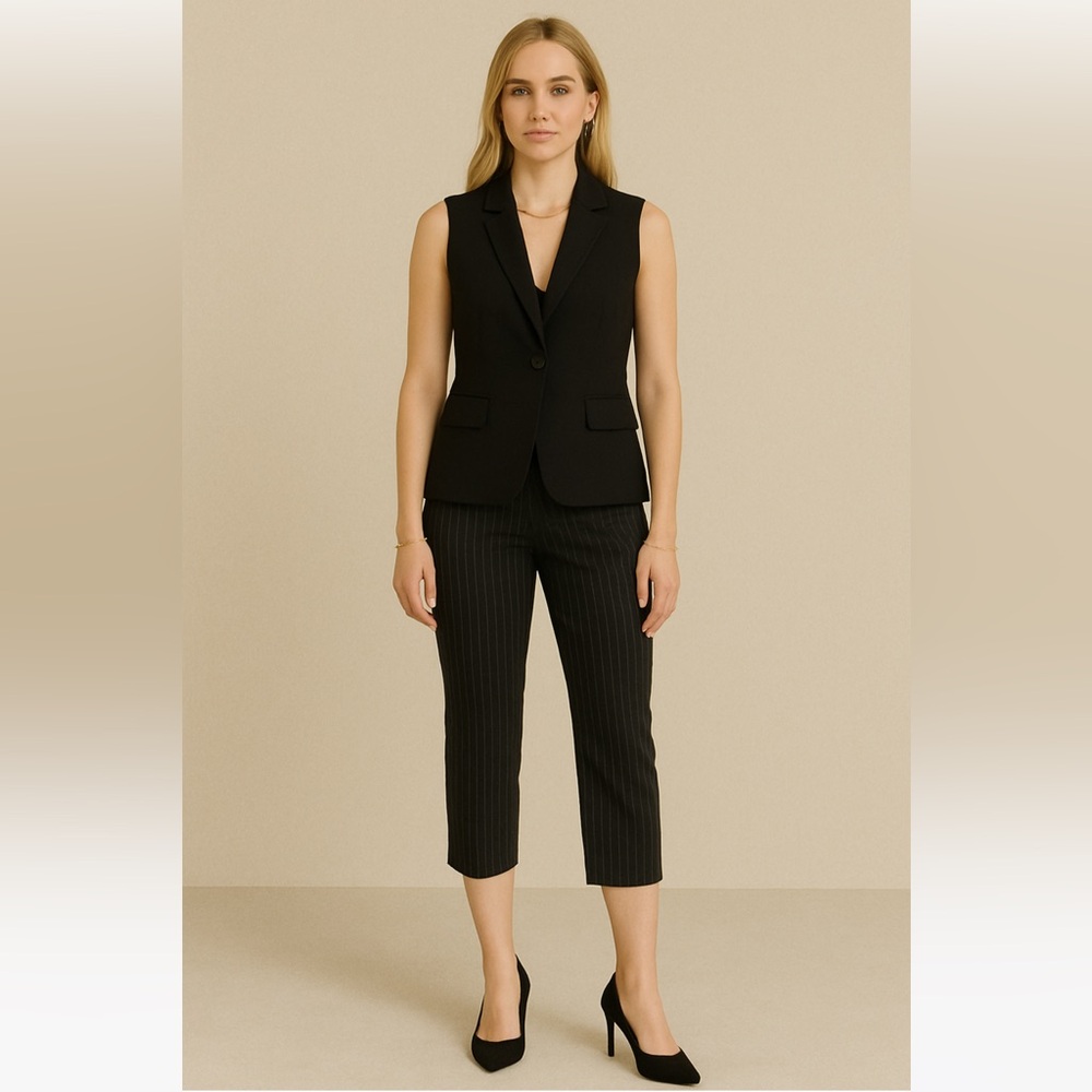 Classic Black Sleeveless Blazer Vest